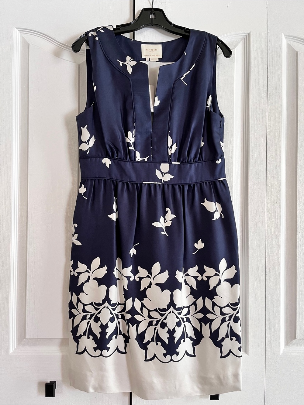 NWT Kate Spade New York Marie Dress floral navy white silk 8